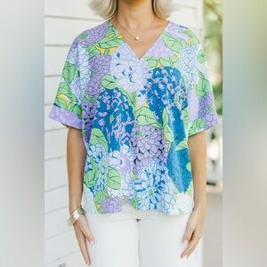 SHOP THE MINT floral oversized Vneck top